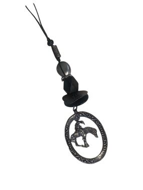 Ragamuffin Couture's Silver "End of the Trail’ Necklace, long leather cord OOAK